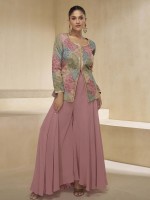 Dusty Pink Real Georgette Sharara Suit